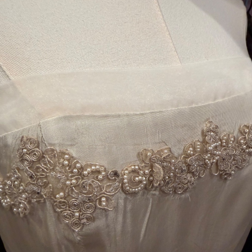 STUNNING Vintage Cachet Bridal Dress Strapless Evening Gown Beaded Ivory Lace 8 - Picture 3 of 6